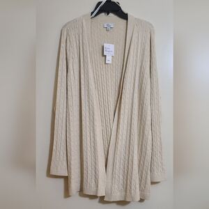 Kim Rogers Women's Cream Open-Front Cardigan